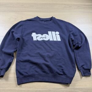 illest Sweater Men Medium Blue Crew Sweatshirt Bold Logo Streetwear